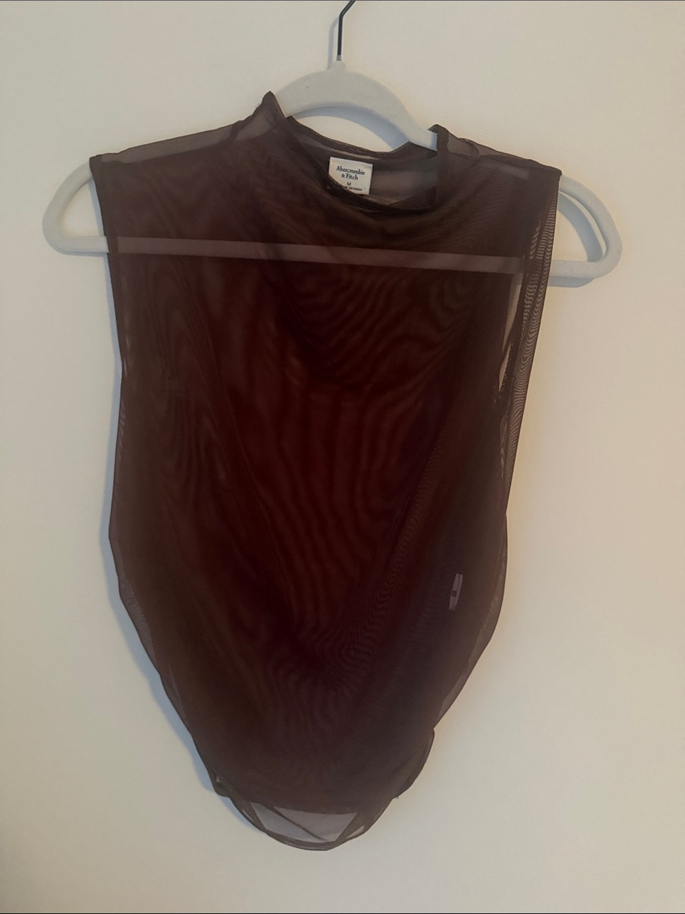 Abercrombie Sheer Brown Mesh Mock Neck Camisole